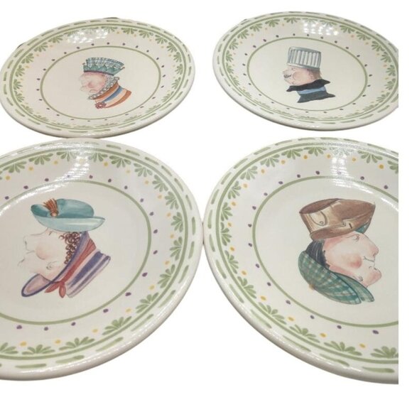 Topsy Turvy Plates Set Of 4 6.25" Pfaltzgraff The Circle Of Kindness Porcelain - Picture 2 of 11